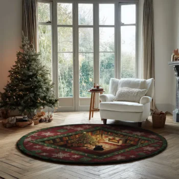 Red Green Enchanting Christmas 3d Rug With Festive Illusion Design 2