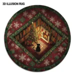 Red Green Enchanting Christmas 3d Rug With Festive Illusion Design 1
