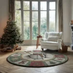 Red Green Festive 3d Illusion Rug With Snowman Design Holiday Decor 1