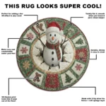 Red Green Festive 3d Illusion Rug With Snowman Design Holiday Decor 1
