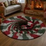 Red Green Illusion Rug With Skull Design Unique 3d Visual Impact 1