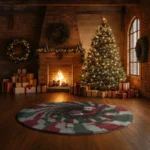 Red Green Illusion Rug With Skull Design Unique 3d Visual Impact 1
