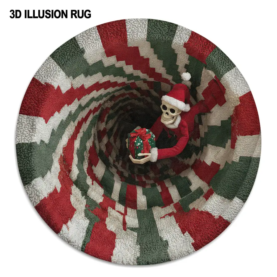 Red Green Illusion Rug With Skull Design Unique 3d Visual Impact 4 Red Green Illusion Rug With Skull Design Unique 3d Visual Impact 4
