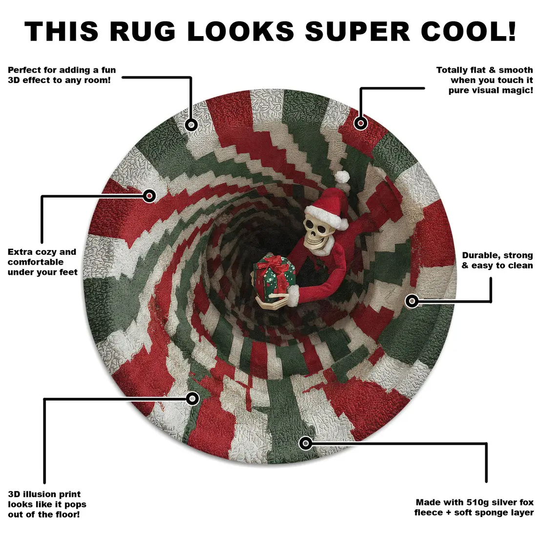 Red Green Illusion Rug With Skull Design Unique 3d Visual Impact 5 Red Green Illusion Rug With Skull Design Unique 3d Visual Impact 5