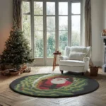 Red Green Santa 3d Illusion Rug Festive Holiday Home Decor 1