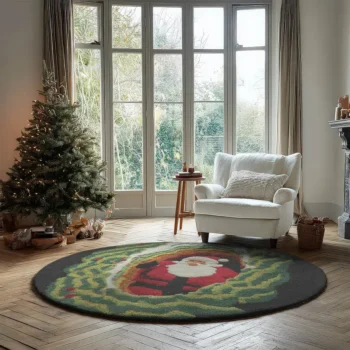 Red Green Santa 3d Illusion Rug Festive Holiday Home Decor 2