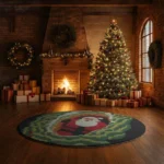 Red Green Santa 3d Illusion Rug Festive Holiday Home Decor 1