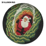 Red Green Santa 3d Illusion Rug Festive Holiday Home Decor 1