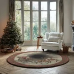 Red Green Santa Sleigh 3d Illusion Rug For Holiday Decor 1