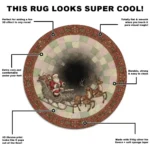 Red Green Santa Sleigh 3d Illusion Rug For Holiday Decor 1