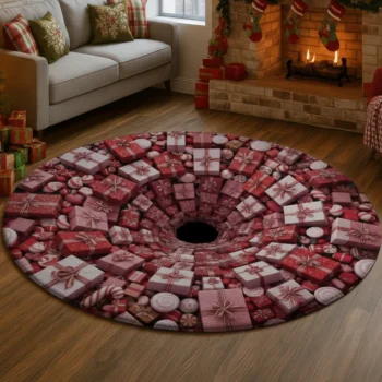 Red Pink 3d Illusion Rug Unique Holiday Decor For Any Room 1
