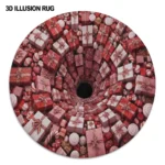 Red Pink 3d Illusion Rug Unique Holiday Decor For Any Room 1