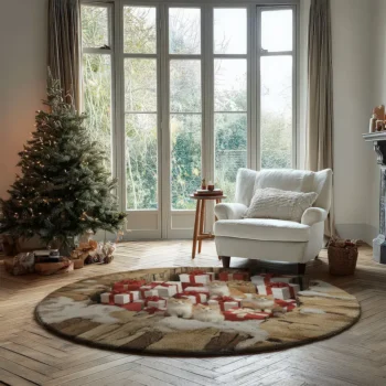 Red White 3d Illusion Rug With Cats Gift Boxes Home Decor 2