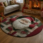 Red White 3d Santa Illusion Rug Festive Holiday Decor 1