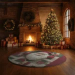 Red White 3d Santa Illusion Rug Festive Holiday Decor 1