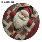 Red White 3d Santa Illusion Rug Festive Holiday Decor 1