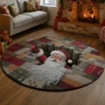 Red White 3d Santa Illusion Rug Festive Holiday Decor Magic 1