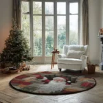 Red White 3d Santa Illusion Rug Festive Holiday Decor Magic 1