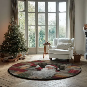 Red White 3d Santa Illusion Rug Festive Holiday Decor Magic 2