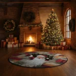 Red White 3d Santa Illusion Rug Festive Holiday Decor Magic 1