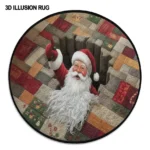 Red White 3d Santa Illusion Rug Festive Holiday Decor Magic 1