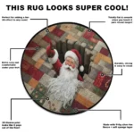 Red White 3d Santa Illusion Rug Festive Holiday Decor Magic 1