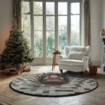 Red White 3d Santa Illusion Rug Festive Holiday Floor Decor 1