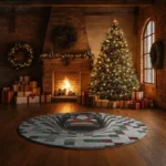 Red White 3d Santa Illusion Rug Festive Holiday Floor Decor 1