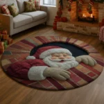 Red White 3d Santa Illusion Rug For Festive Holiday Decor 1