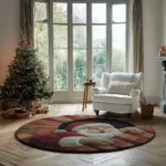 Red White 3d Santa Illusion Rug For Festive Holiday Decor 1