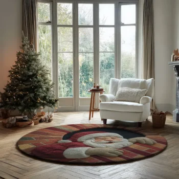Red White 3d Santa Illusion Rug For Festive Holiday Decor 2