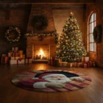Red White 3d Santa Illusion Rug For Festive Holiday Decor 1