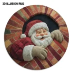 Red White 3d Santa Illusion Rug For Festive Holiday Decor 1