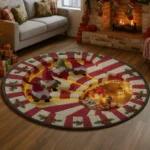 Red White Gnome Themed 3d Illusion Rug For Festive Decor 1
