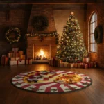 Red White Gnome Themed 3d Illusion Rug For Festive Decor 1