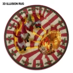 Red White Gnome Themed 3d Illusion Rug For Festive Decor 1
