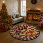 Red White Gnome Themed 3d Illusion Rug For Festive Decor 1