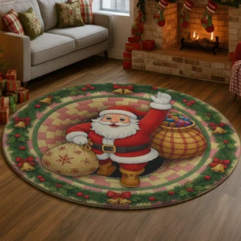 Red White Santa 3d Christmas Rug For Festive Home Decor 1