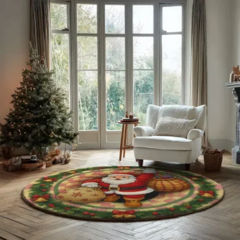 Red White Santa 3d Christmas Rug For Festive Home Decor 2