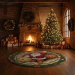 Red White Santa 3d Christmas Rug For Festive Home Decor 1