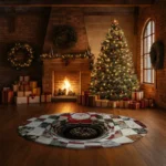 Red White Santa 3d Illusion Rug Festive Holiday Decor 1
