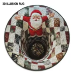 Red White Santa 3d Illusion Rug Festive Holiday Decor 1