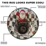 Red White Santa 3d Illusion Rug Festive Holiday Decor 1