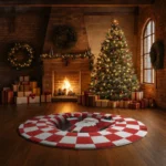 Red White Santa 3d Illusion Rug Perfect Holiday Decor Accent 1