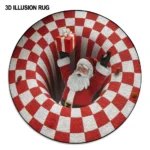 Red White Santa 3d Illusion Rug Perfect Holiday Decor Accent 1
