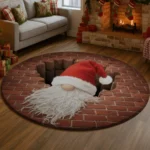 Red White Santa 3d Illusion Rug Unique Holiday Decor Piece 1
