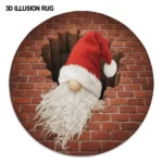Red White Santa 3d Illusion Rug Unique Holiday Decor Piece 1