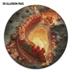 Red Yellow Unique 3d Train Illusion Rug For Kids Room Decor 1