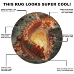 Red Yellow Unique 3d Train Illusion Rug For Kids Room Decor 1