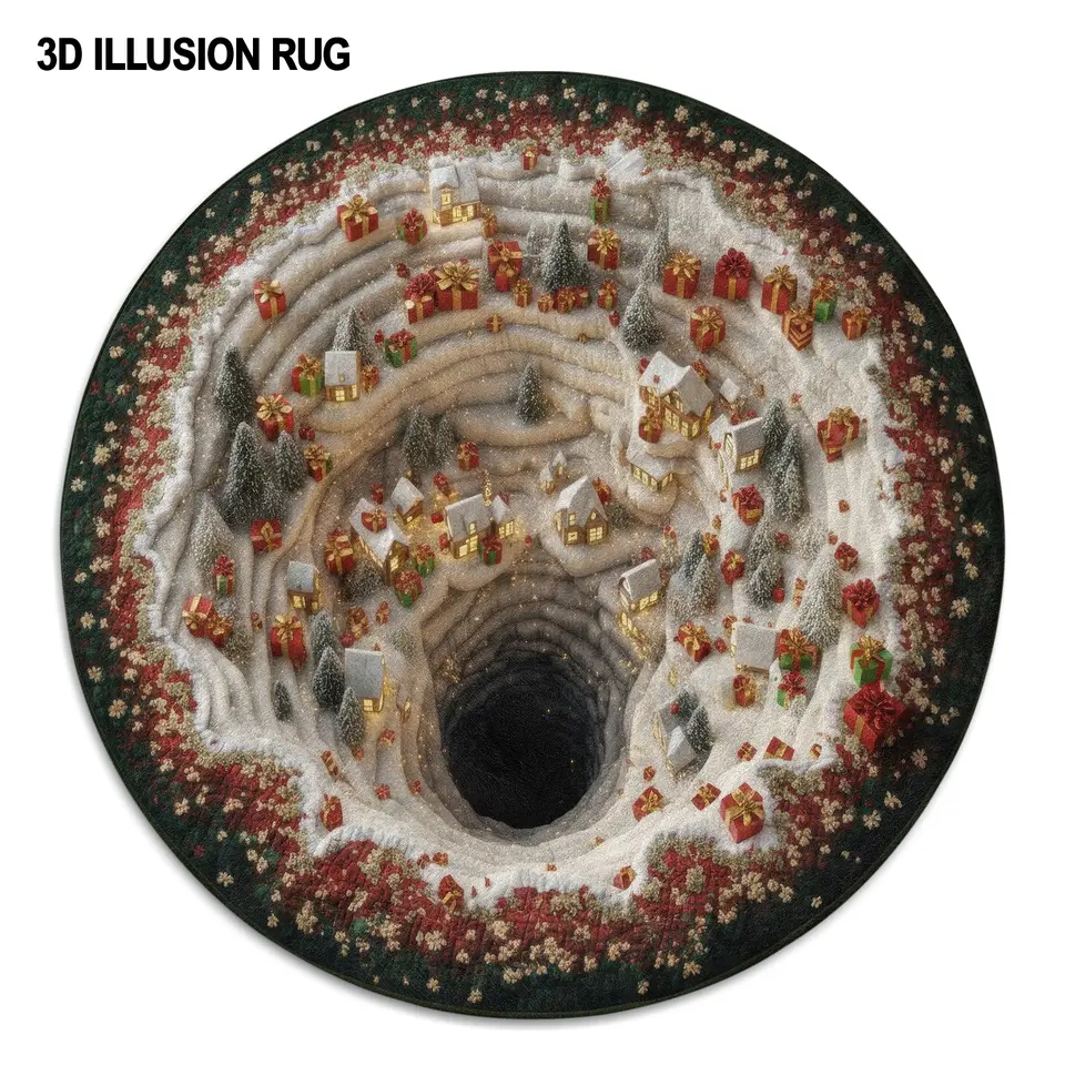 White Red 3d Illusion Rug Enchanting Home Decor Centerpiece 4 White Red 3d Illusion Rug Enchanting Home Decor Centerpiece 4